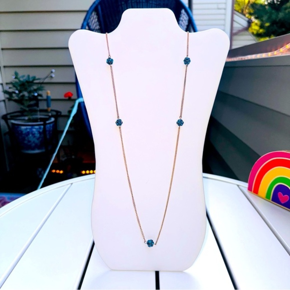 Blue Rhinestone ball necklace